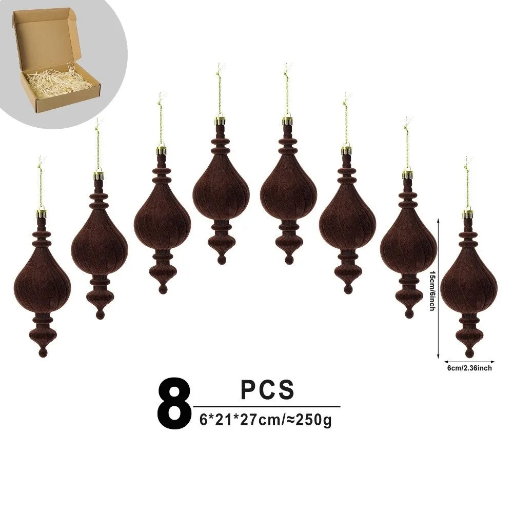 8pcs Velvet Gift Box Christmas Tree Ornaments – Flocked Pendants Christmas Tree Ornaments Richie's Coffee 1.5cm