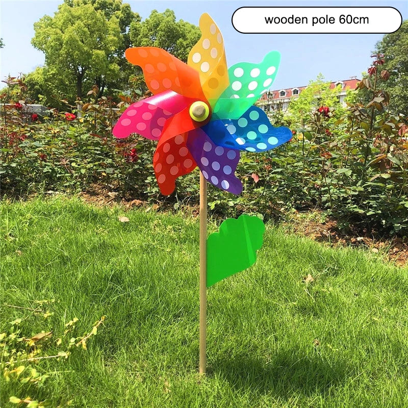 Colorful Wooden Windmill Wind Spinner Garden Ornament 14–32CM Garden Wind Spinner Richie's 32CM Dot