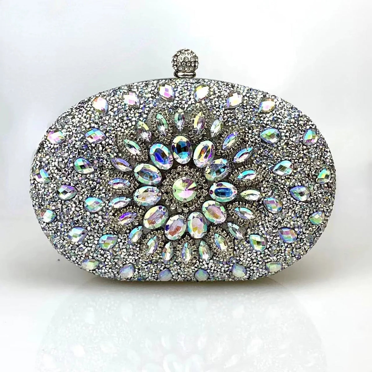 Flower Rhinestone Evening Clutch Bag with Chain – Prom & Wedding Evening Clutch Bag Richie's light blue 20x5x15cm