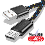FUCHU 2m Nylon Braided Micro USB Fast Charging Cable – Multi-Color Micro USB Cable Richie's