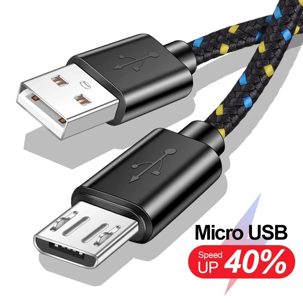FUCHU 2m Nylon Braided Micro USB Fast Charging Cable – Multi-Color Micro USB Cable Richie's