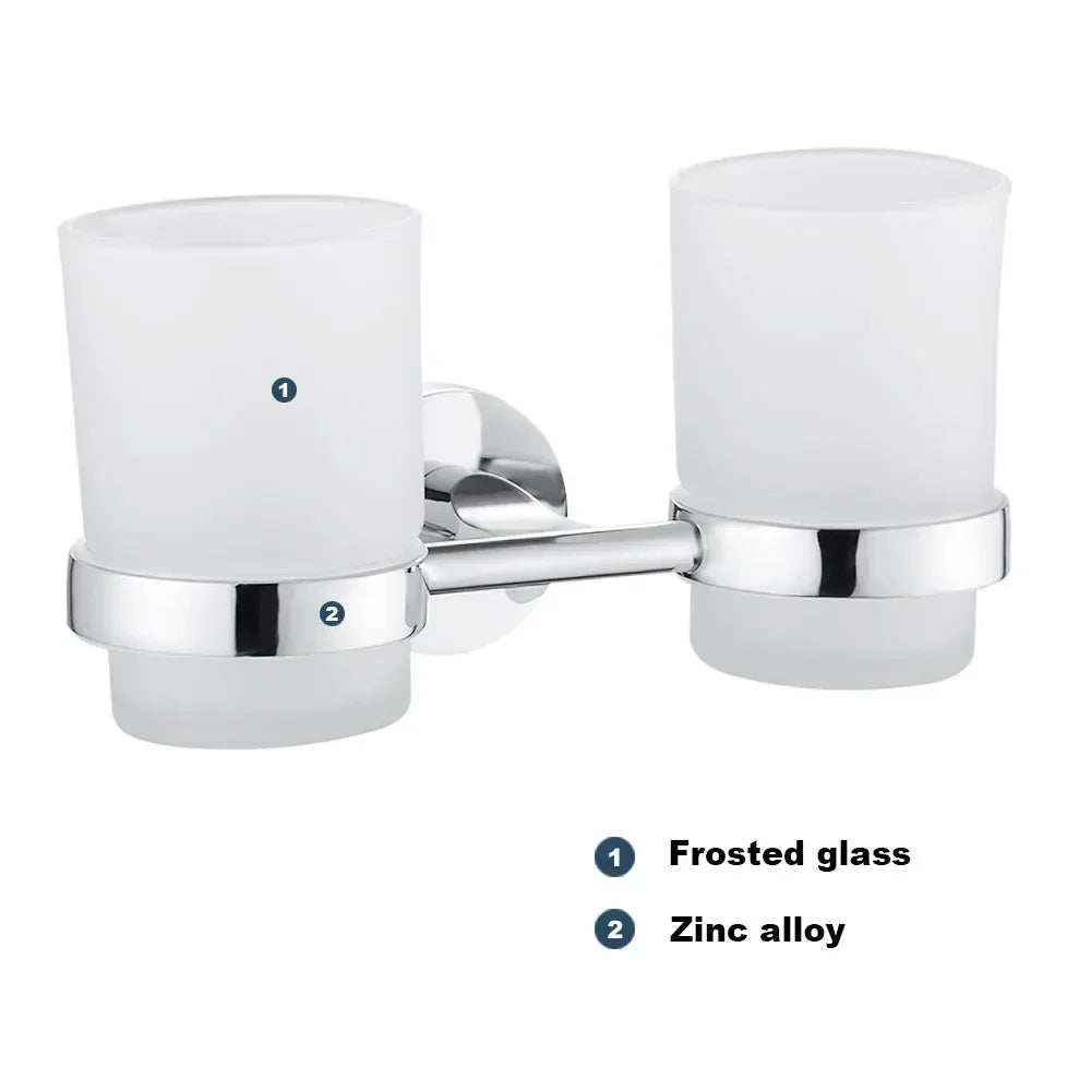 Wall Mount Double Toothbrush Cup Holder – Brushed Stainless Steel Toothbrush Cup Holder Richie's