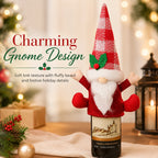 Christmas Gnome Knit Wine Bottle Cover | Holly Berry Xmas Decor Wine Bottle Cover Richie's