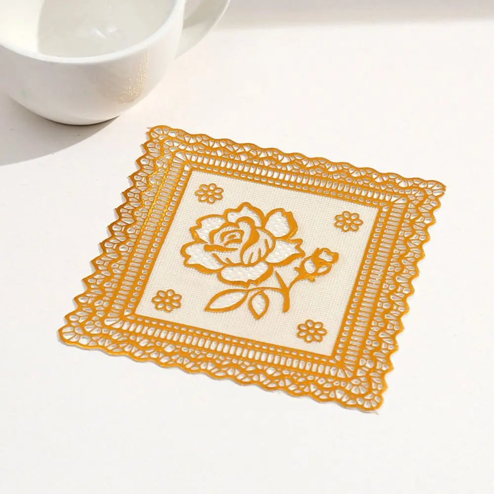 Gold Round Lace PVC Mat – Cake Coaster & Party Placemat Decorative Placemat Richie's