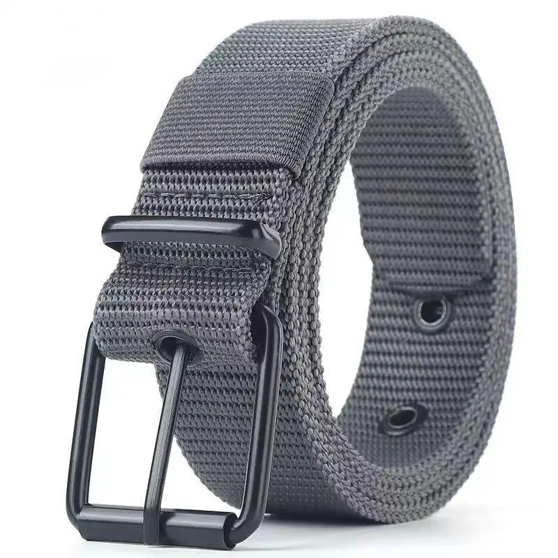 Unisex Canvas Pin Buckle Belt – Outdoor Sports Eyelet Belt Canvas Belt Richie's Gray