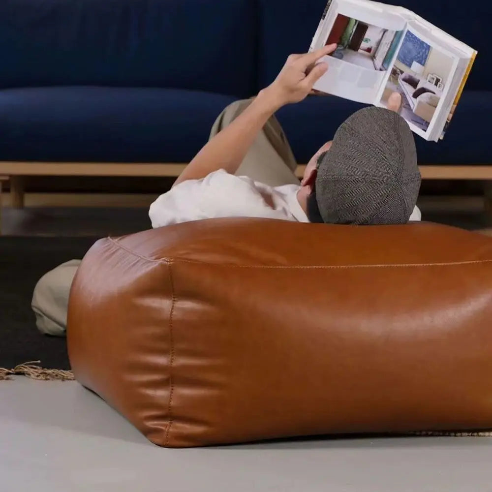 PU Leather Fillable Storage Ottoman Cover – Waterproof Pouf Storage Ottoman Cover Richie's