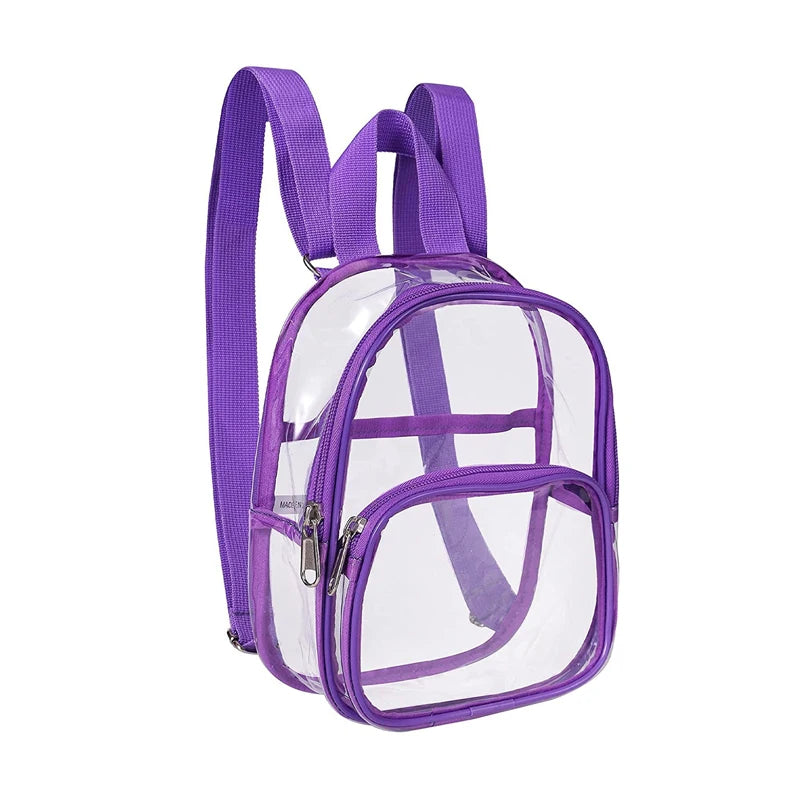 Clear PVC Transparent Backpack – Waterproof Stadium-Approved Bag Transparent Backpack Richie's purple 19x7x22.8cm