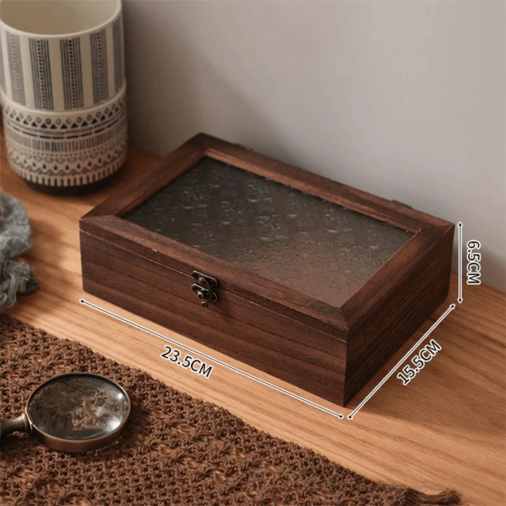 Retro Wooden Flip Cover Desktop Jewelry & Storage Box Wooden Storage Box Richie's M