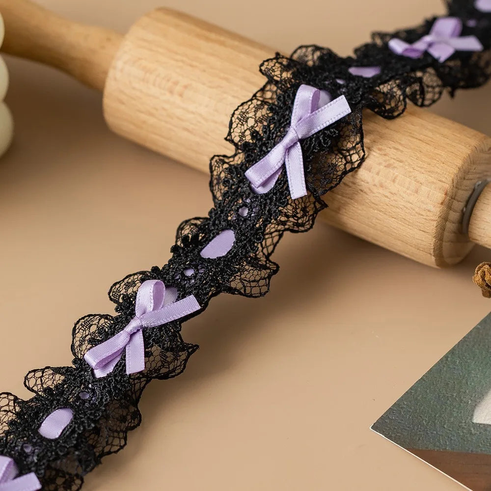 1 Yard Pleated Bow Lace Trim Ribbon – Handmade Fabric DIY Lace Trim Ribbon Richie's Color9 L