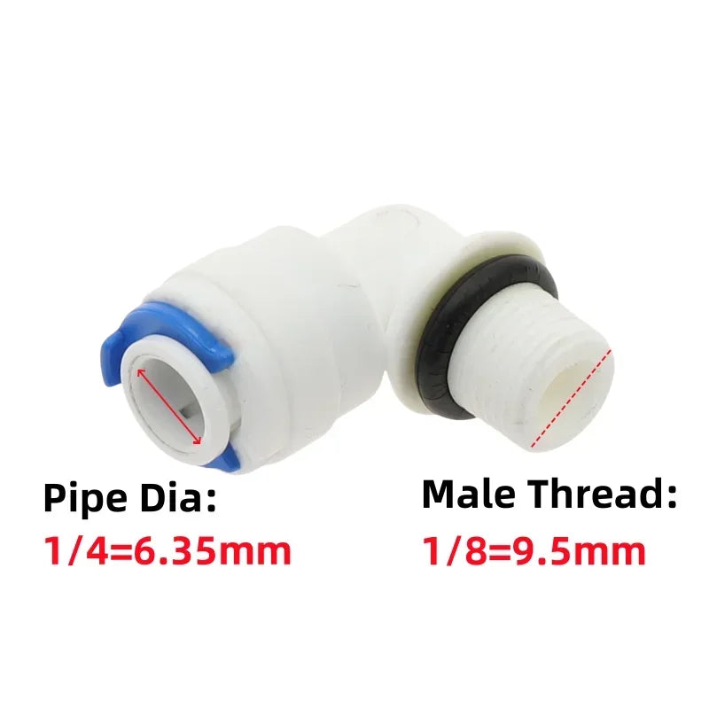 5Pcs RO Water Quick Elbow Fittings – 1/4" & 3/8" Tube Connectors Pipe Elbow Fittings Richie's PL 6.35mm-1I8 Elbow Pipe to Male