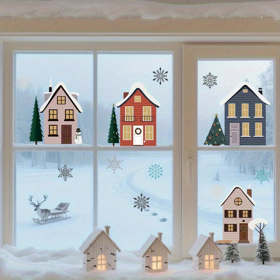 Christmas Snow Village Window Clings – Removable Winter Stickers Window Clings Richie's