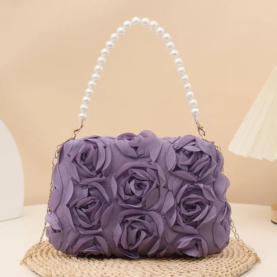 Chiffon 3D Flower Evening Bag Women Chain Shoulder Clutch Evening Clutch Bag Richie's