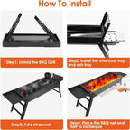Folding Charcoal BBQ Grill with Side Trays – Portable Tabletop Charcoal BBQ Grill Richie's
