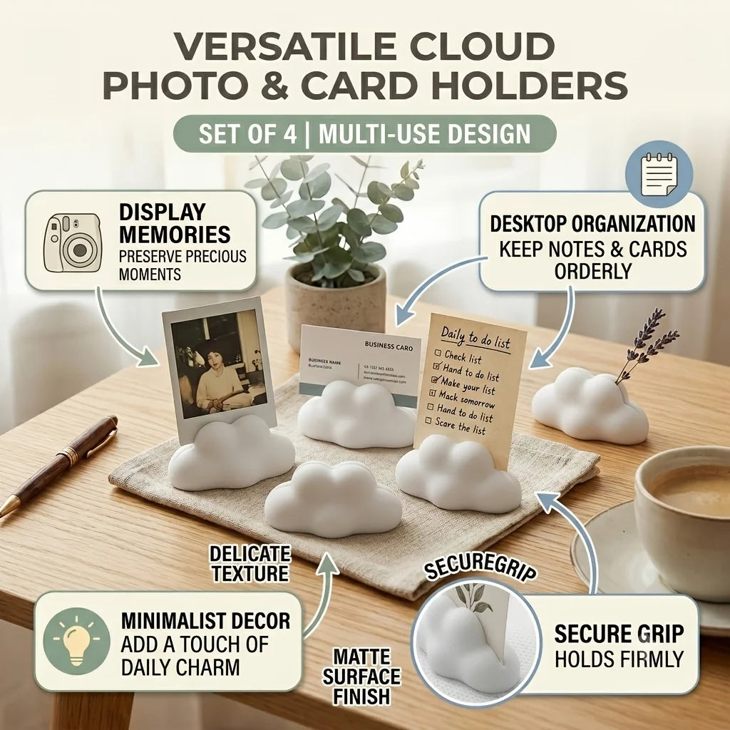 4-Pack Cloud Photo Holder Desktop Stand for Cards & Notes Desktop Photo Stand Richie's