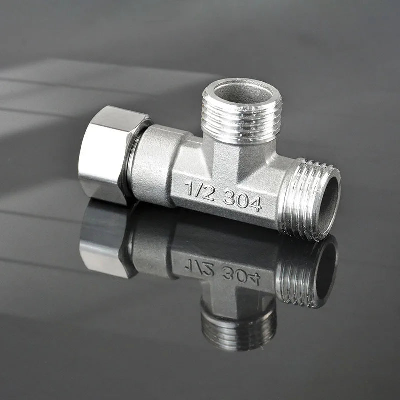 G1/2" Stainless Steel T-Valve Toilet Diverter for Bidet & Shower Plumbing Diverter Valve Richie's