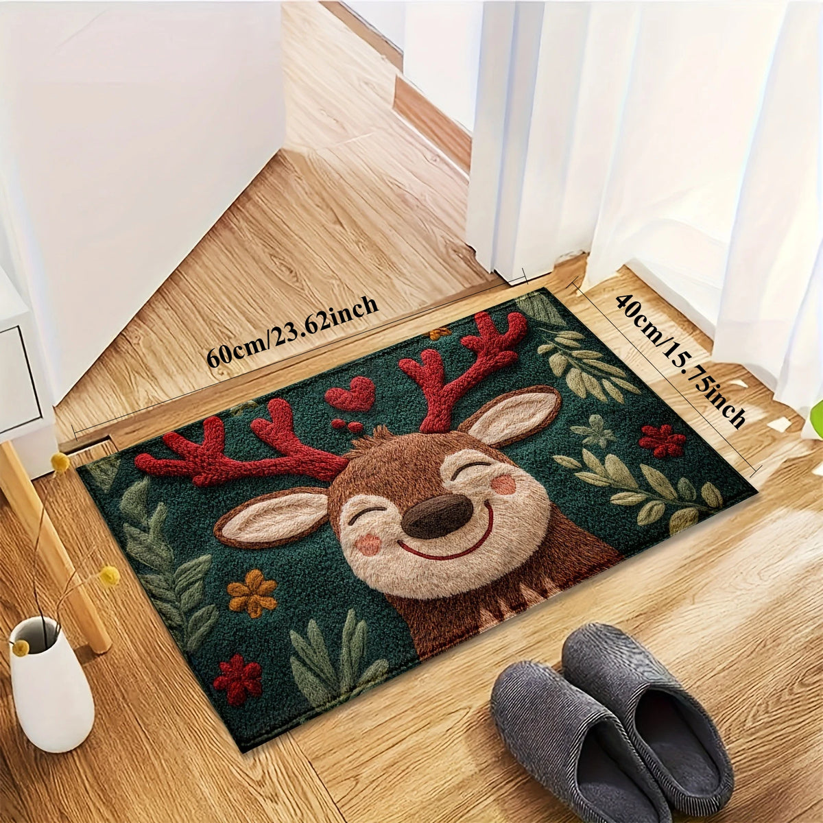 Fluffy Christmas Deer Bath Mat – Quick-Dry Microfiber Anti-Slip Holiday Bath Mat Richie's S