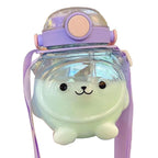 1000ml Cartoon Bear Resin Water Bottle with Shoulder Strap Resin Water Bottle Richie's Purple