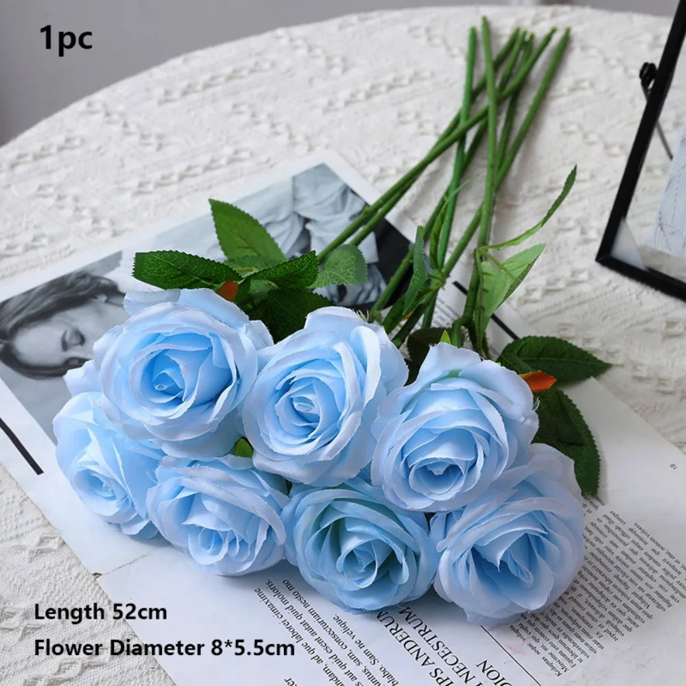 Silk Artificial Rose – 8 Colors for Party & Home Decor Artificial Silk Flowers Richie's Sky Blue