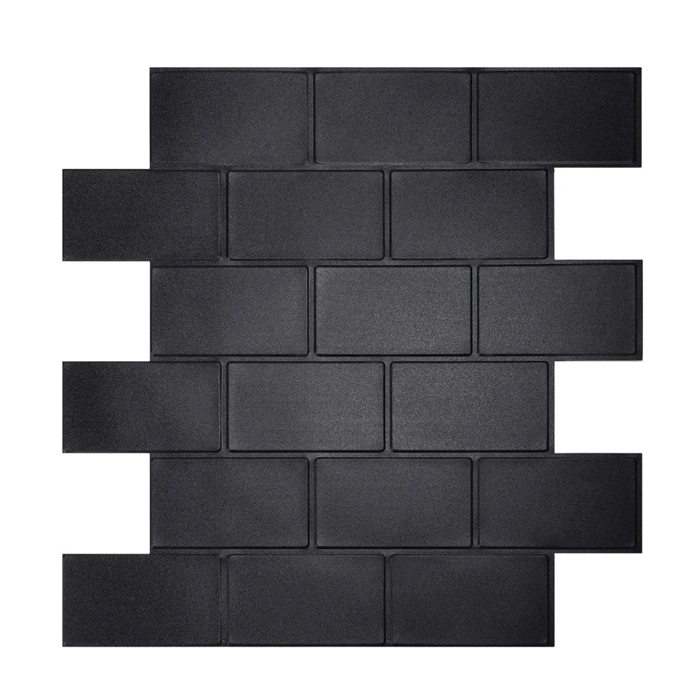 3D Brick Peel & Stick Wall Stickers – PVC Subway Tile Decals Wall Tile Stickers Richie's Black