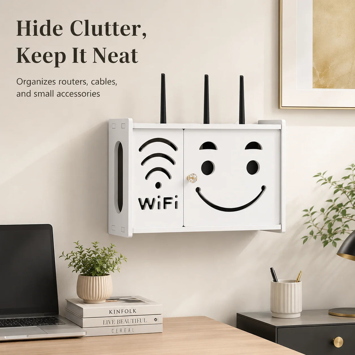 Wall-Mounted WiFi Router Cabinet & Cable Storage Box Router Storage Cabinet Richie's Default Title