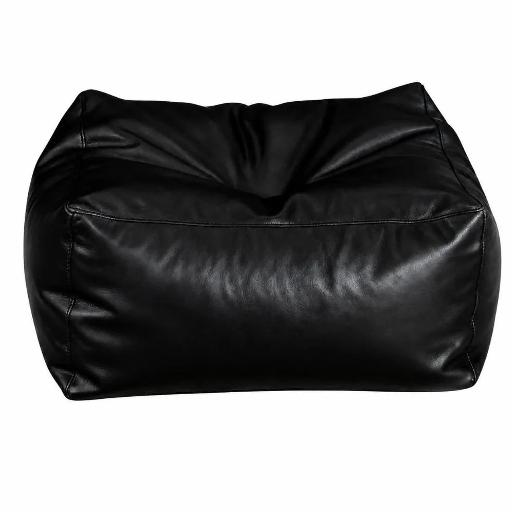 PU Leather Fillable Storage Ottoman Cover – Waterproof Pouf Storage Ottoman Cover Richie's Black