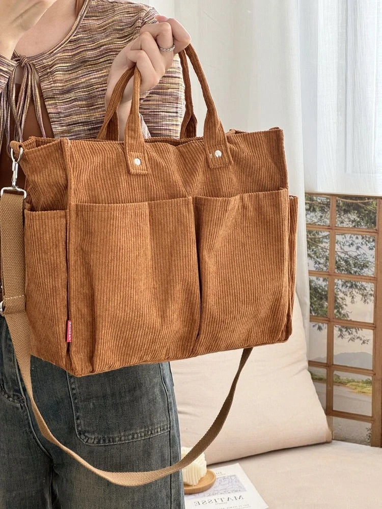 Warm Corduroy Tote Bag – Spacious Shoulder & Crossbody Bag Corduroy Tote Bag Richie's