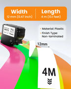 2-Pack Btag 231 Label Tape 12mm Black on White – Brother PT Label Maker Tape Richie's