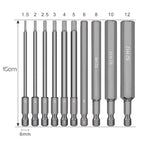 Magnetic Hex Allen Drill Bit Set 7/10Pcs S2 Steel 1.5–12mm Hex Screwdriver Bit Set Richie's 10Pcs-150mm
