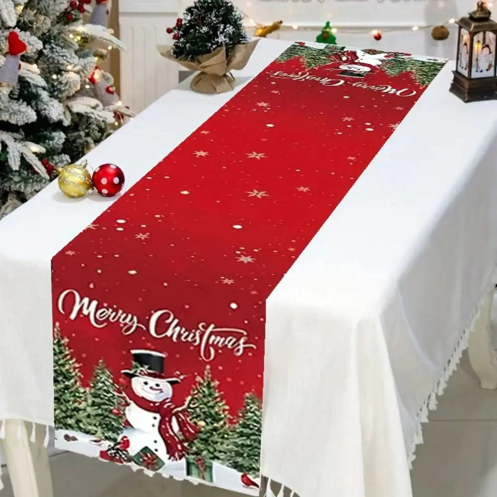 Christmas Table Runner Santa Snowman Elk Holiday Décor 120x33cm Christmas Table Runner Richie's