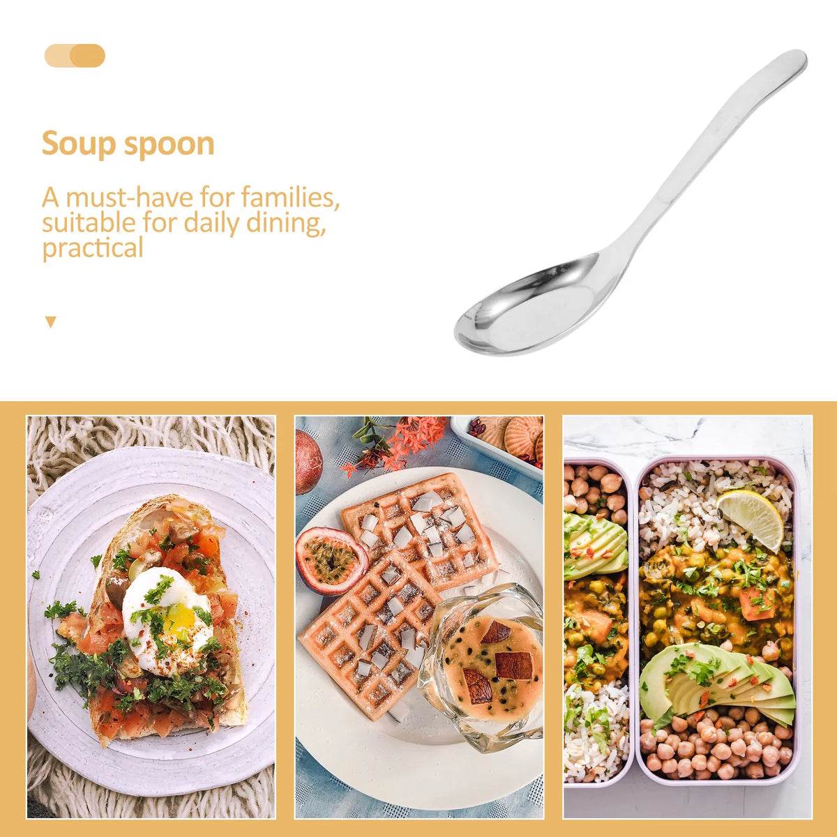Stainless Steel Soup Spoon 6.6" Round Head Long Handle Mirror Finish Kitchen Soup Spoon Richie's