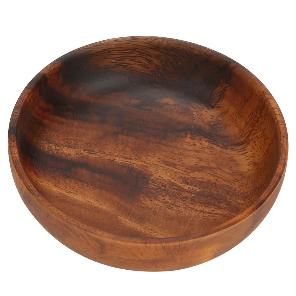 Minimalist Wooden Salad Bowl | Japanese Style Flat Bottom Wooden Serving Bowl Richie's 12-3.7cm
