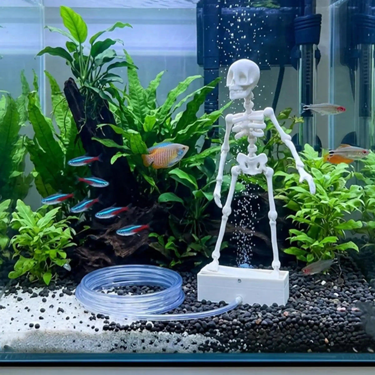 Dancing Skeleton Aquarium Bubbler Decoration with Air Hose Aquarium Bubbler Ornament Richie's