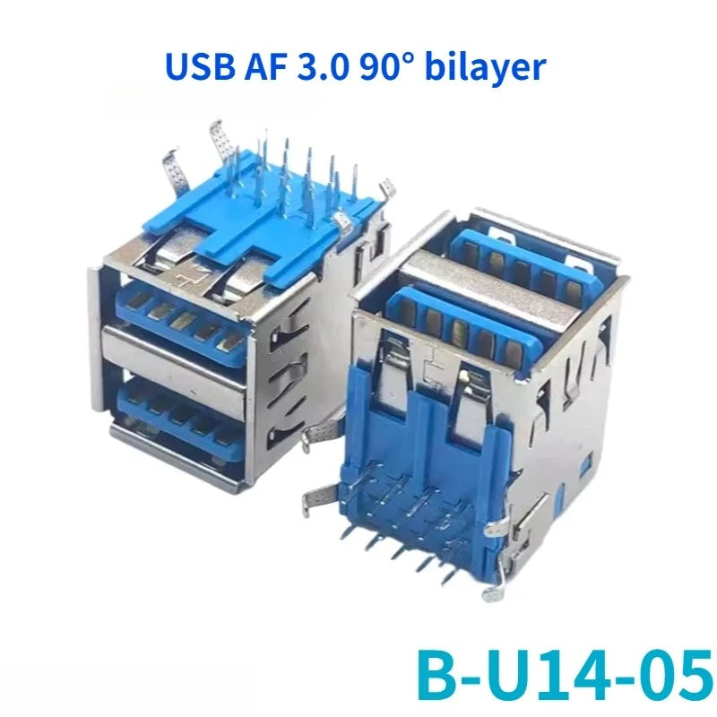5-Pack USB 3.0 Female Sockets – 90° & 180° Type-A & Type-B USB Connector Socket Richie's B-U14-05 Bilayer 90 5PCS