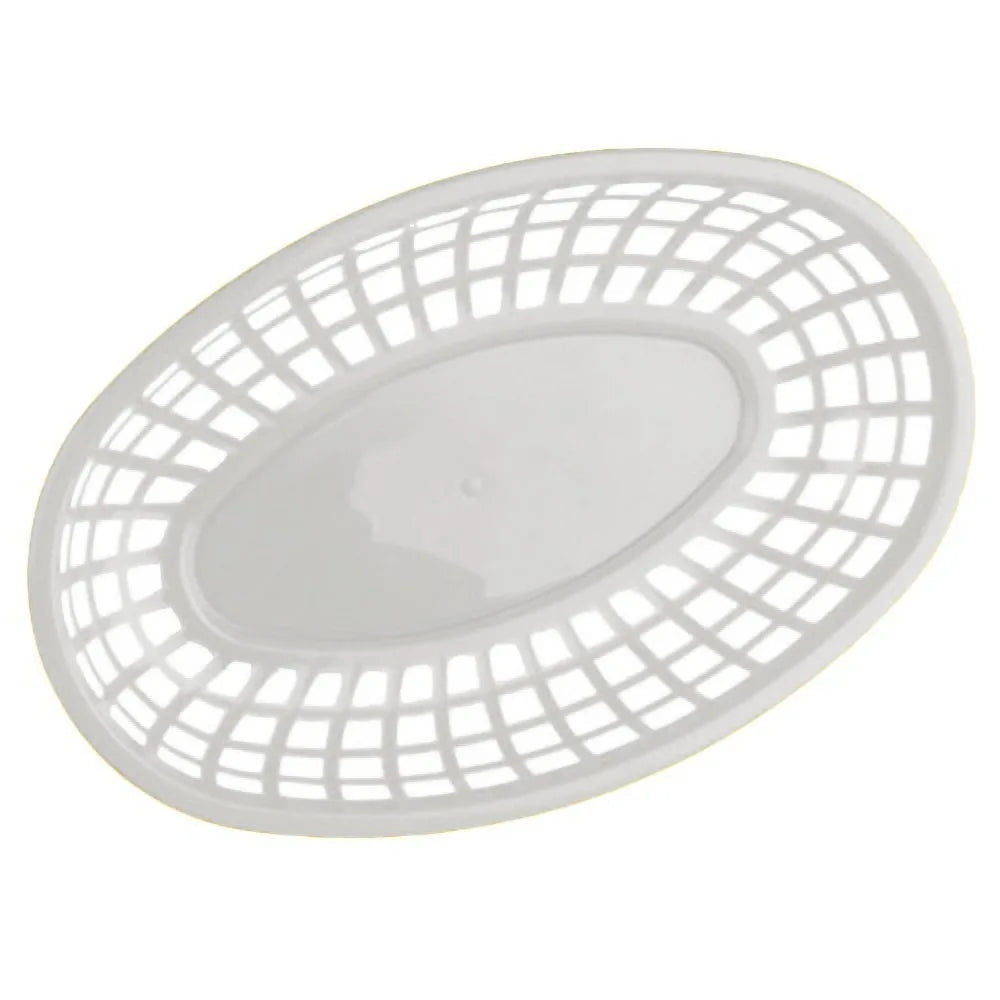 Reusable Oval Plastic Food Serving Basket – Snack & Hot Dog Tray Food Serving Basket Richie's White