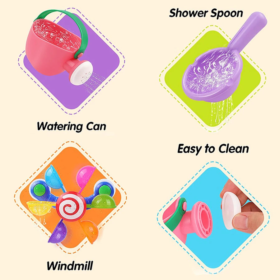 Baby Bath Toys 3-Piece Set – Watering Can, Spoon & Windmill Baby Bath Toy Set Richie's