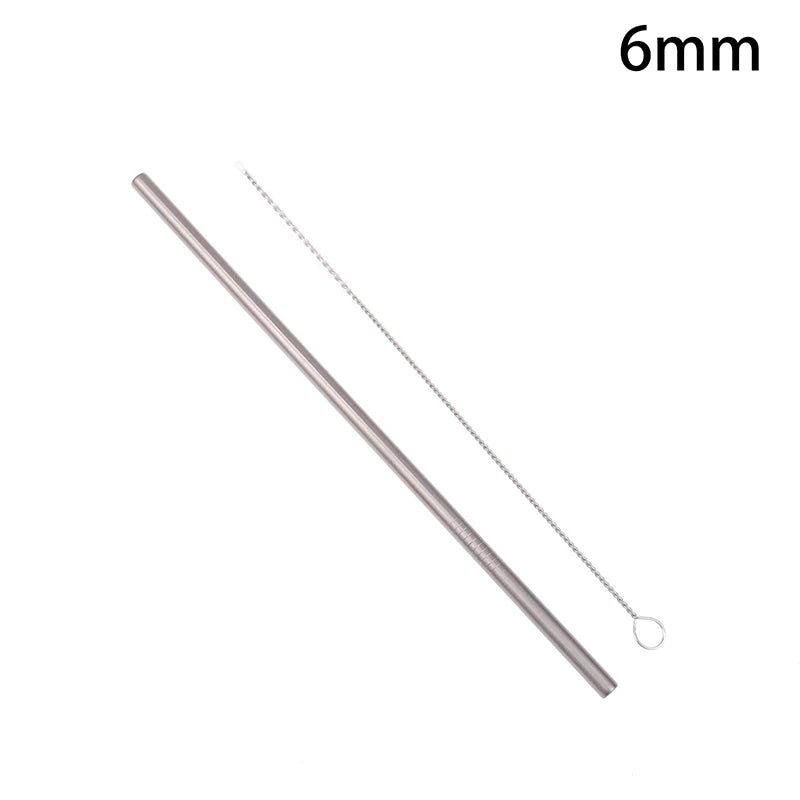 Pure Titanium Reusable Drinking Straws with Cleaning Brush Titanium Drinking Straws Richie's 6x215mm straight