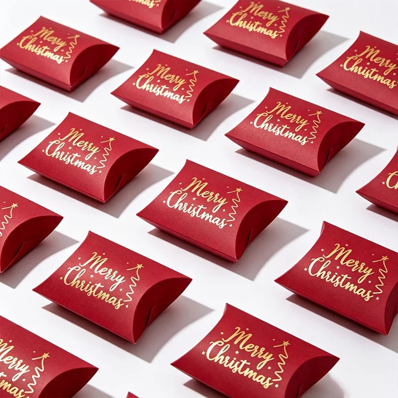 10pcs Golden Foil Christmas Pillow Gift Boxes – Small Wrap Gift Pillow Boxes Richie's