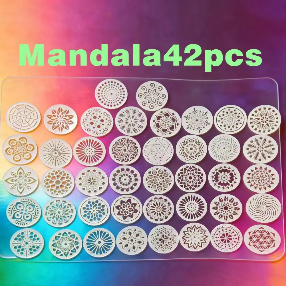 42-Piece Circular Mandala Hollow Stencils – Rock & Furniture Art Craft Stencil Set Richie's 1set