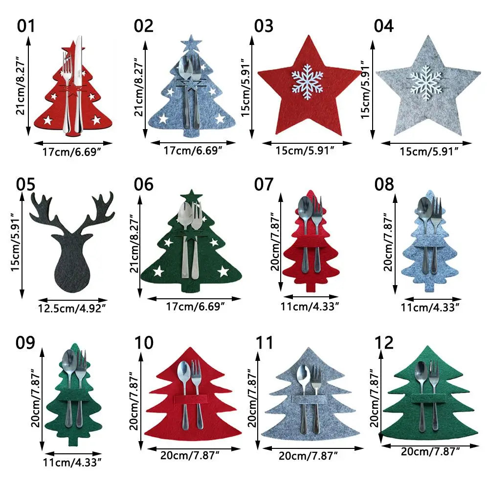 Christmas Cutlery Holder Bags | Festive Non-Woven Fabric 4 Pcs Cutlery Holder Bags Richie's