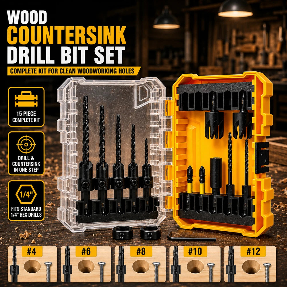 Tapered Countersink Drill Bit Set – S2 Steel Wood Plug Cutter Countersink Drill Set Richie's