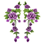 3D Flower Embroidery Applique Pair – Handmade Sew-On Patch Embroidery Applique Patch Richie's Purple