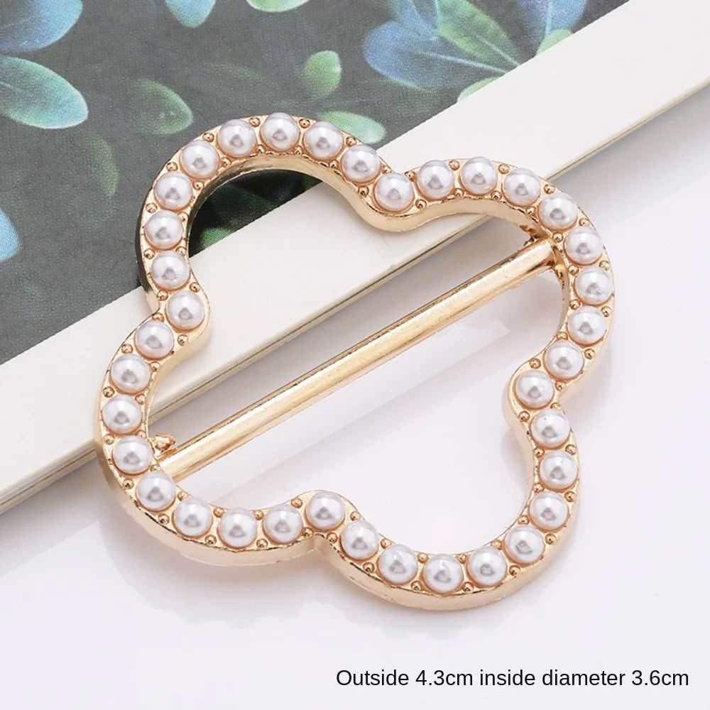 Pearl Rhinestone Scarf Ring Clip & Shirt Buckle for Women Scarf Ring Clip Richie's