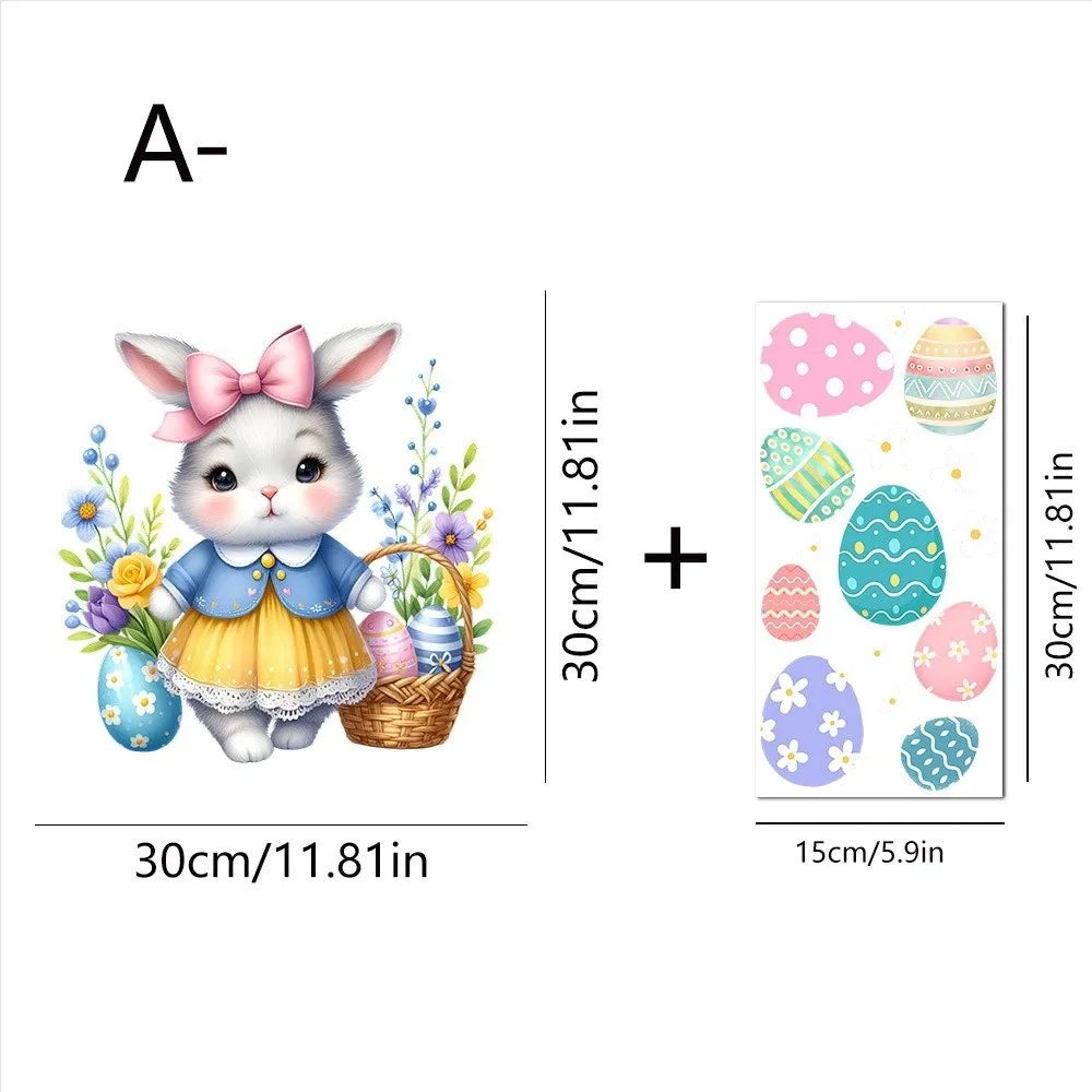 Easter Rabbit Flower Wall Stickers – Removable PVC Decals Wall Stickers Richie's A4