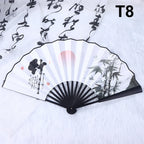 Double-Sided Silk Bamboo Folding Fan – Chinese Hanfu Style Decorative Folding Fan Richie's T8
