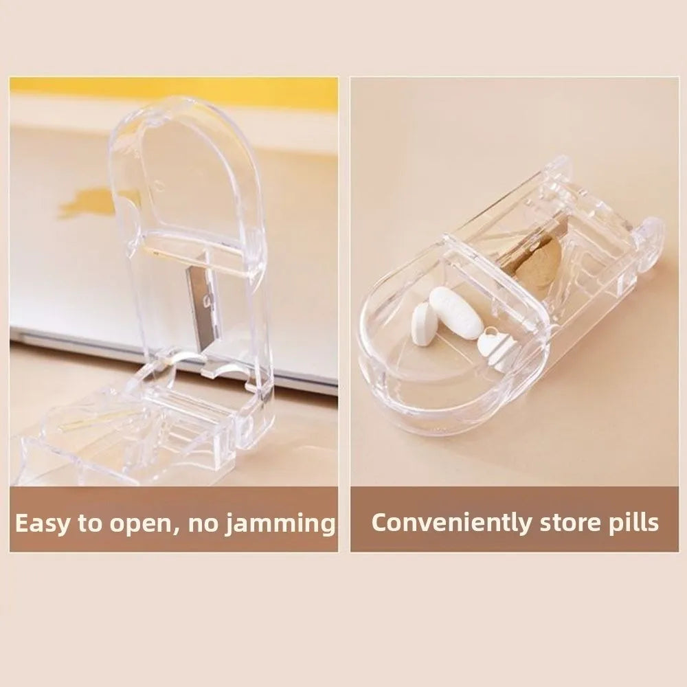 Portable Pill Cutter & Storage Box – Mini Clear Tablet Splitter Pill Cutter Box Richie's