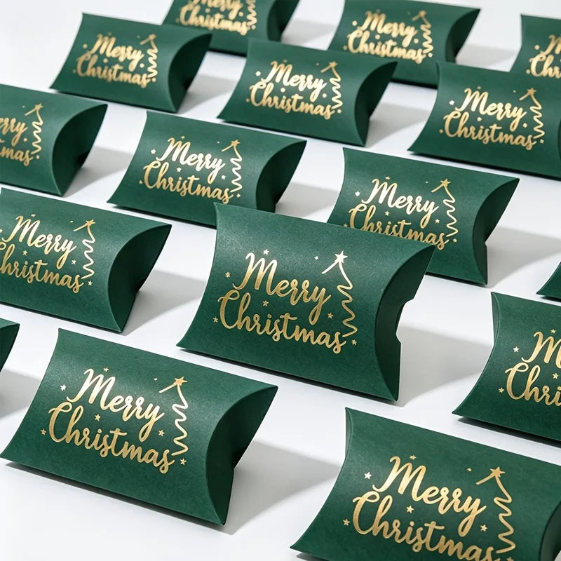 10pcs Golden Foil Christmas Pillow Gift Boxes – Small Wrap Gift Pillow Boxes Richie's