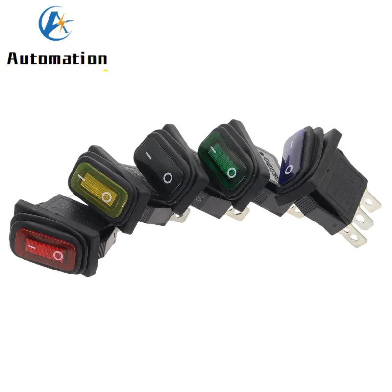 KCD3 Waterproof Rocker Switch 3-Pin ON-OFF 15A 250VAC LED Rocker Switch Richie's