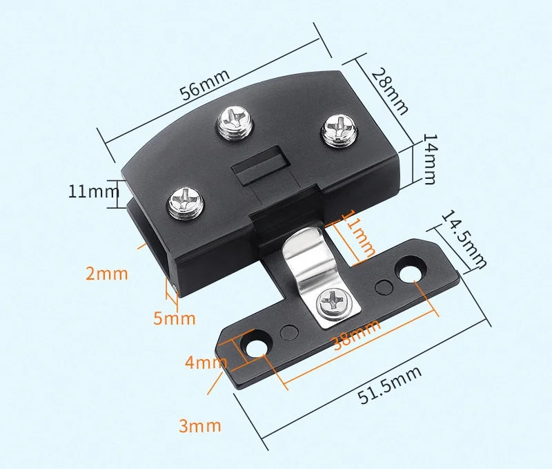Punch-Free Cabinet Glass Hinge Clamp – Zinc Alloy Door Hinge Cabinet Glass Hinge Richie's Large black