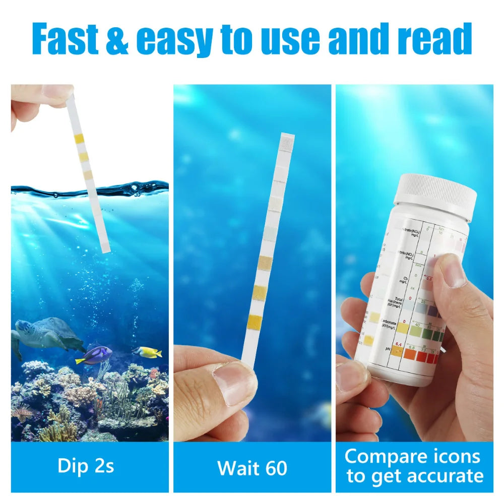100Pcs 7-in-1 Aquarium Water Test Strips – Fish Tank Kit Aquarium Test Strips Richie's