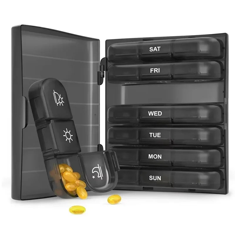 7-Day Weekly Pill Organizer – Portable Travel Pillbox Weekly Pill Organizer Richie's